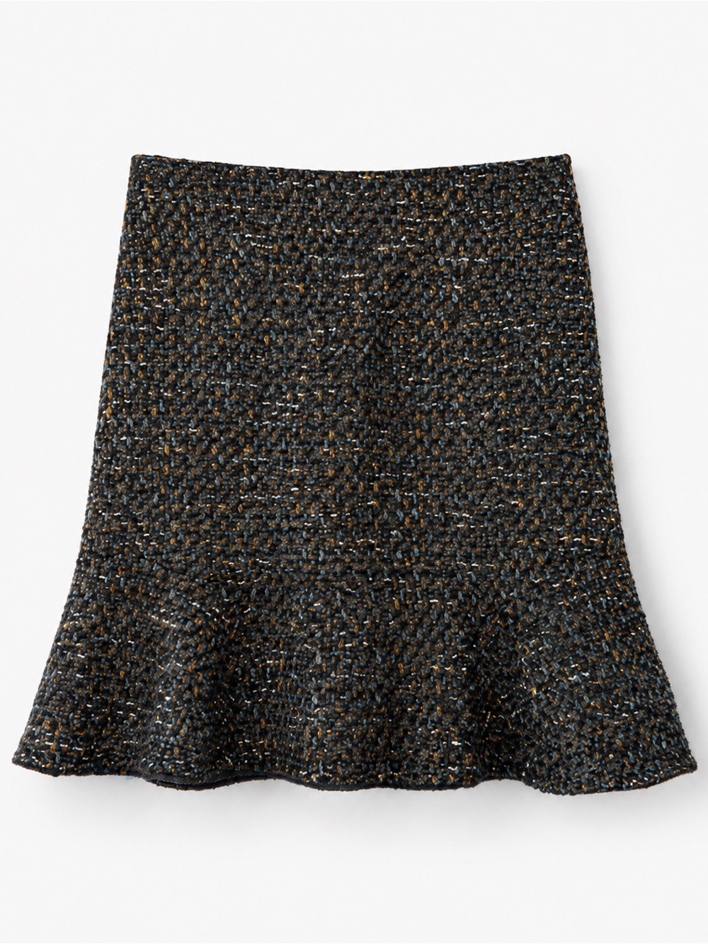 Ann Taylor Tweed Trumpet Skirt NWT Size 0 Teal Black Boucle Mini Career preppy